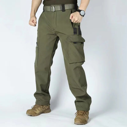Winter Outdoor Work Sets Mens Field Training Jackets Multi-Pocket Fleece Cargo Pants Tactical Waterproof Camping Tracksuits Set