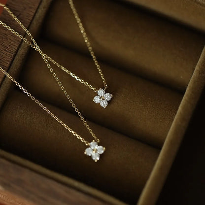 100% 925 Sterling Silver Turquoise Crystal Petal Patter Pendant Necklaces For Women Delicate Wedding Jewelry Collar Mujer