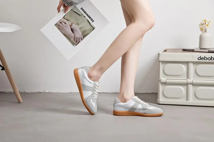 Women's Sneakers 2026 New Genuine Leather Ladies Moral Training Shoes Casual Spring Flat Shoes Women