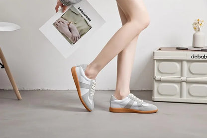 Women's Sneakers 2026 New Genuine Leather Ladies Moral Training Shoes Casual Spring Flat Shoes Women
