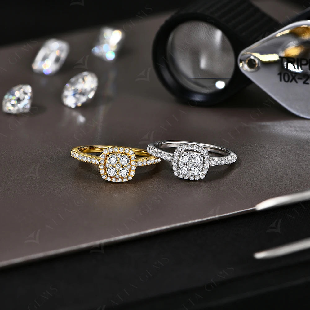 Clover Moissanite Rings for Women D VVS1 Lab Diamond S925 Silver Engagement Bride Moissanite Jewelry Gift Dropshipping