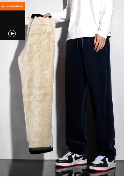 Unisex 2026 Winter New Oversize Pants Men Women Warm Fleece Liner Drawstring Trousers Casual Comfortable Gym Sweatpants