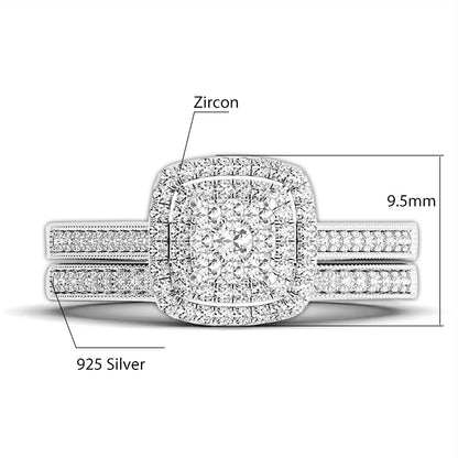 Ring Set For Woman Original 925 Silver Wedding Jewelry Luxury Engagement Ladies Anniversary Gift Trend