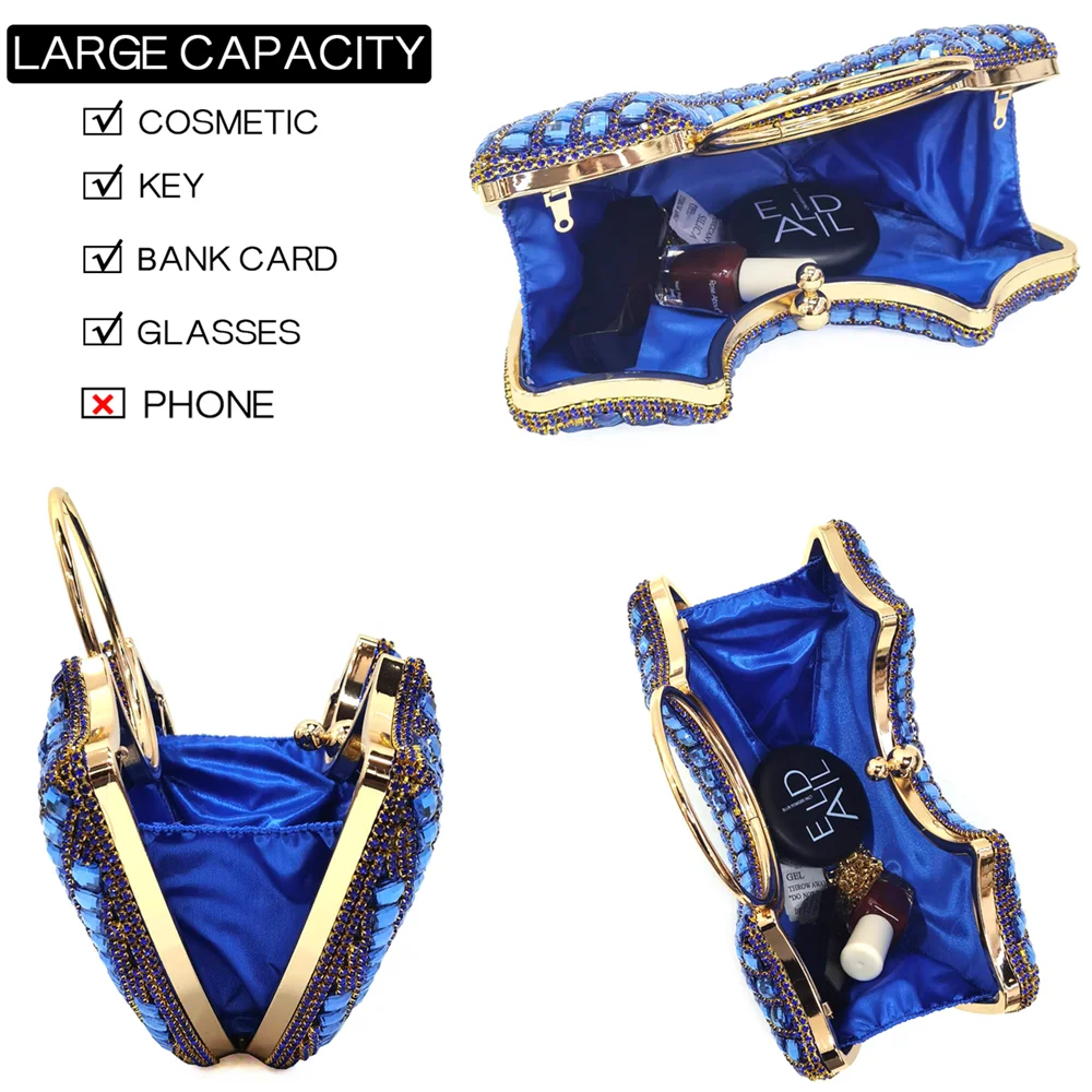 Latest High Heel Gold Color Atmospheric Luxury Pattern With Rhinestones Party Ladies Shoes And Bag Set