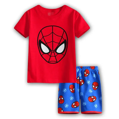 2pcs Marvel Spiderman Short-Sleeved Boys Homewear Pajamas Set Kawaii Cartoon Spider-man Baby Sleepwear T Shirt Shorts Pant Gift