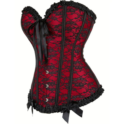 Sexy Gothic Corset Top Overbust Corselet Women Bustiers and Corsets Modeling Strap Lace Up Boned Tummy Control Halloween Costume