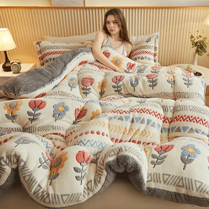 Comfortable Double-sided Velvet Quilt Core Bedroom Velvet Thickened Blanket Home Lamb Fleece Quilt Warm Quilt Core Comfortable