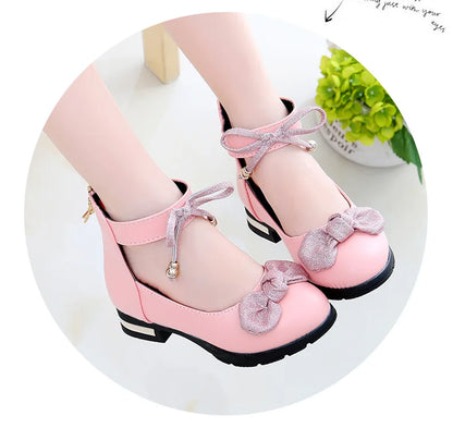 2026 Shiny Bow Stage Elegant Comfortable Catwalk Fashion Spring/summer Students Baby Girls Princess Shoes Cute Kids Sandals