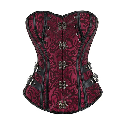 Steampunk Corset Women Plus Size Pirate Corset Top Overbust Halloween Lace Up Costume Gothic Steampunk Corset Metallic Red Brown