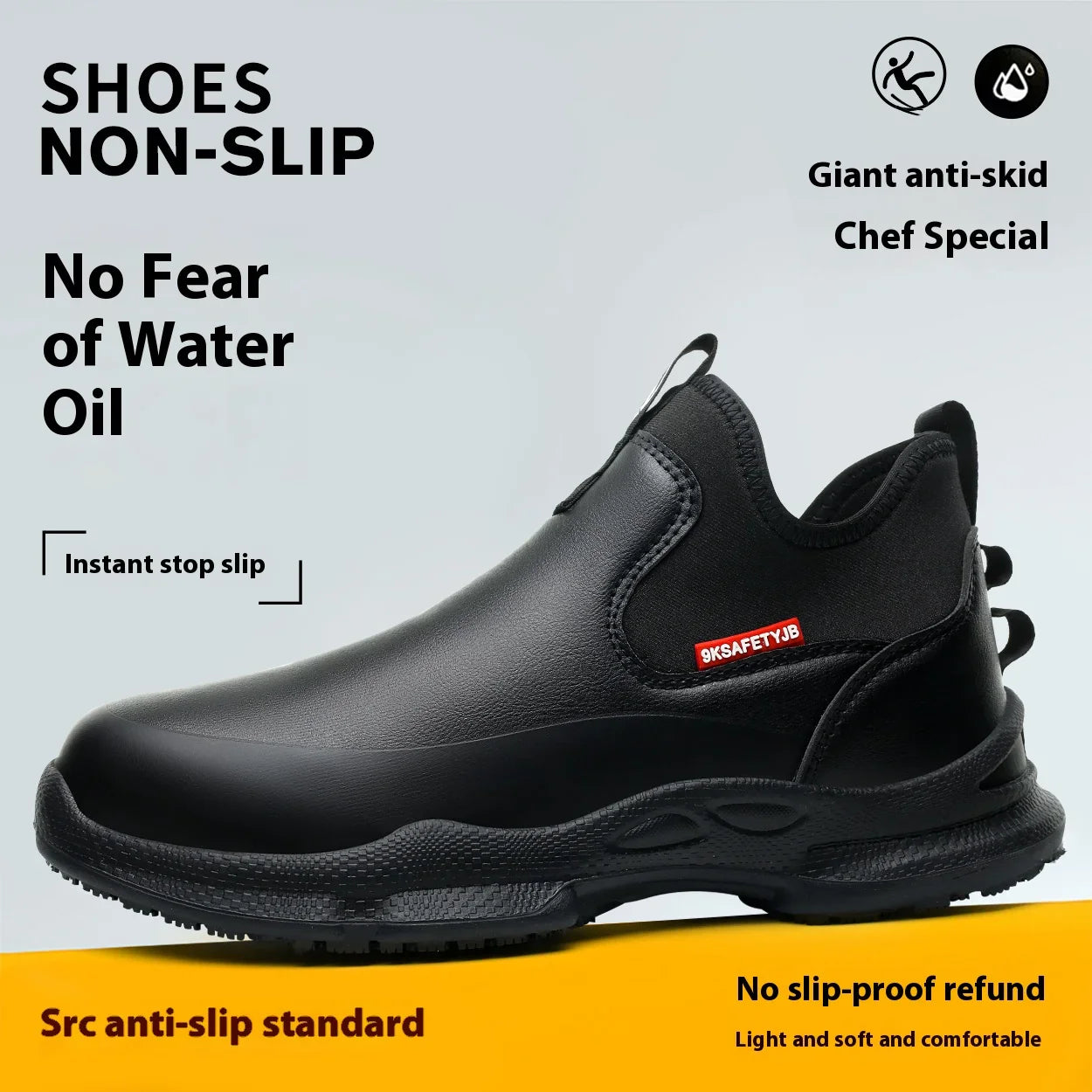 Fashion Comfort Soft Soled Waterproof Shoes Chef Shoes Four Seasons Anti Slip Oil Resistant Business Casual   Work EVA Shoes