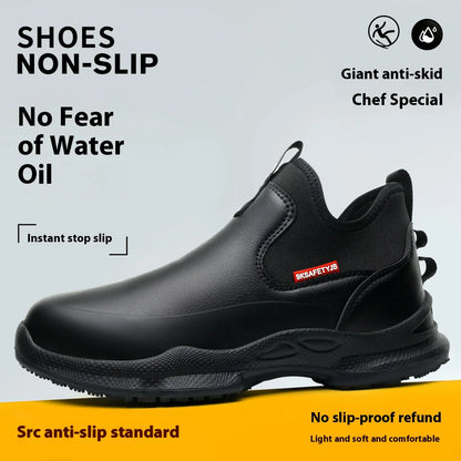 Fashion Comfort Soft Soled Waterproof Shoes Chef Shoes Four Seasons Anti Slip Oil Resistant Business Casual   Work EVA Shoes