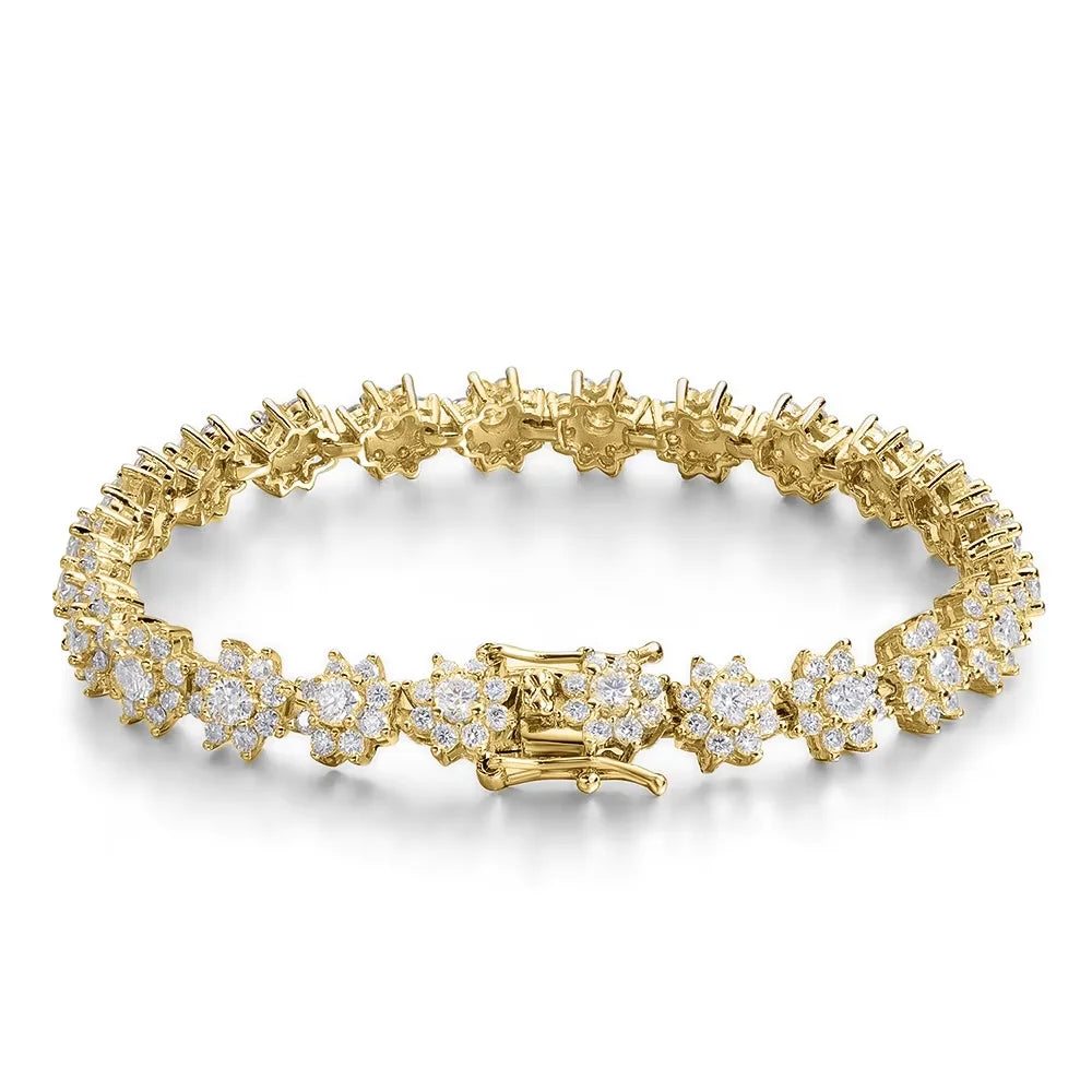 Flower Moissanite Tennis Bracelet Wedding Jewelry 925 Sterling Silver Plated 18k White Gold GRA Bracelets for Women Man