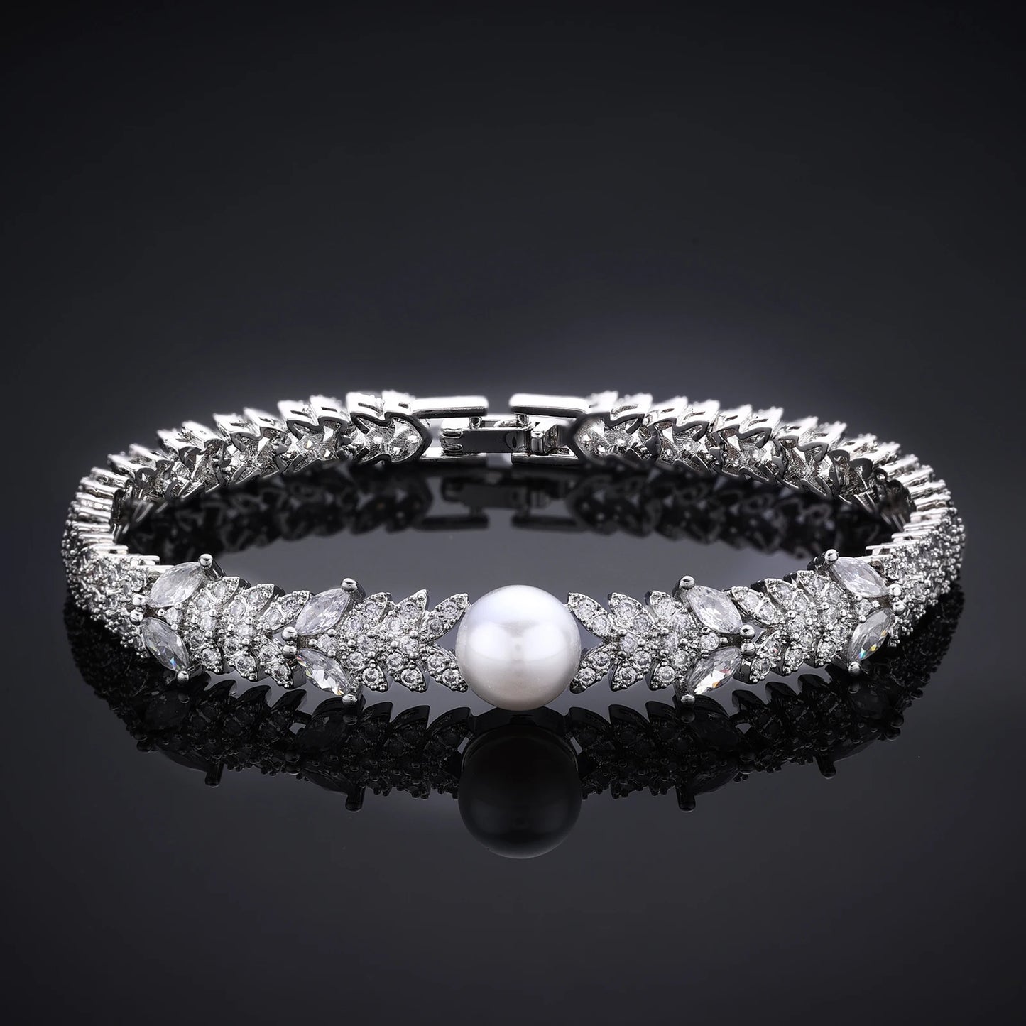 2023 New Cubic zirconia Pearl Necklace Earrings Set of 4 Women's Wedding Party All Zircon Dubai Bridal Jewelry Set Gift