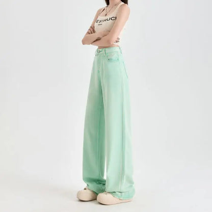 Korean Fashion Woman Ice Silk Wide-leg Jean