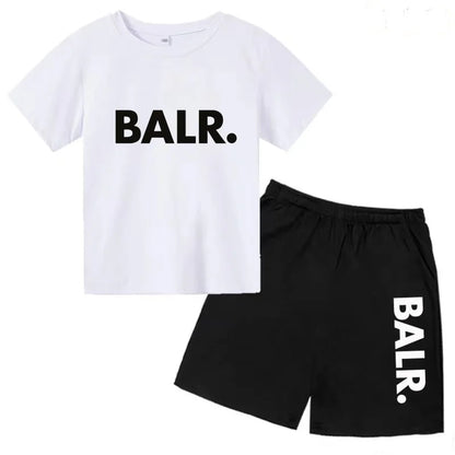 Kids T-shirt Summer Sunshine Brand Monogram Print Short Sleeve+Shorts 2P Boys Girls Toddler 3-12years Leisure Sports Jogging Set