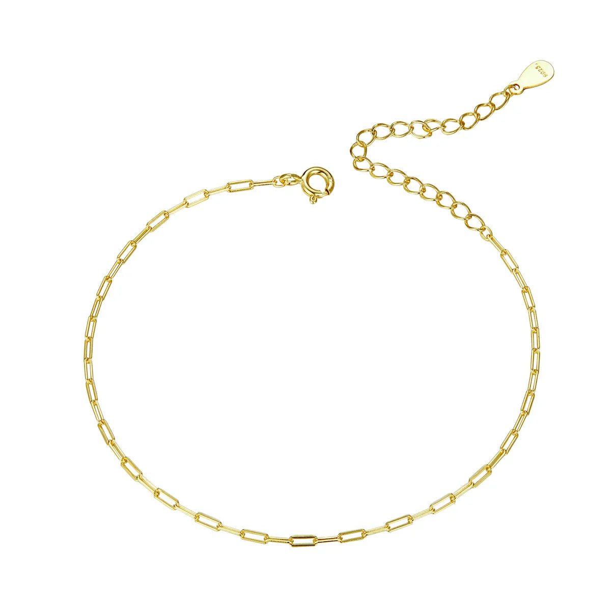 Real 925 Sterling Silver Simple Bracelet Gold Basic Cable Chain Hollow Link for Women Fashion Jewelry Two Colors SCB221