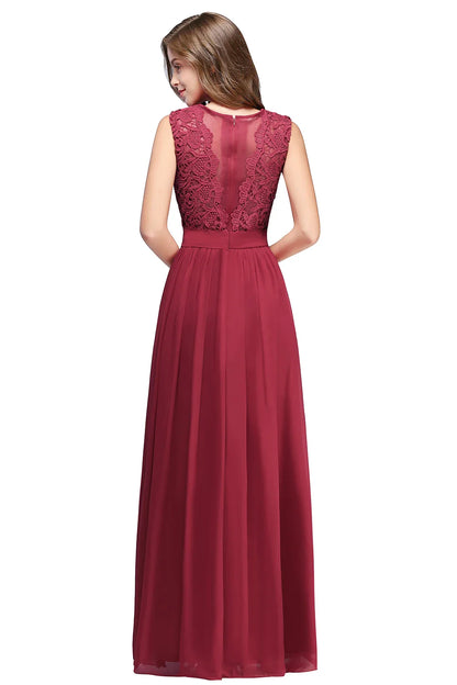Floor Length Lace Chiffon Prom Gowns For Party Sweetheart Neckline Long A Line Bridesmaid Dress Pink Maid Of Honor Dress