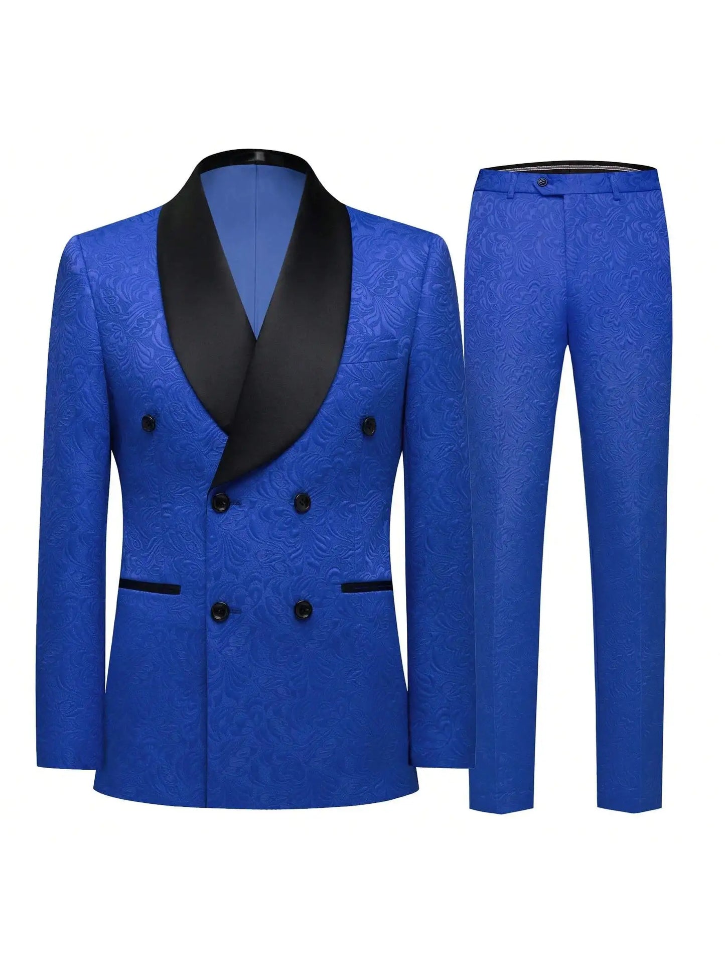 Men's 2 Piece Slim Fit Floral Tuxedo Suit Paisley Peak Lapel One Button Single Breasted Suit Jacket Pants Set