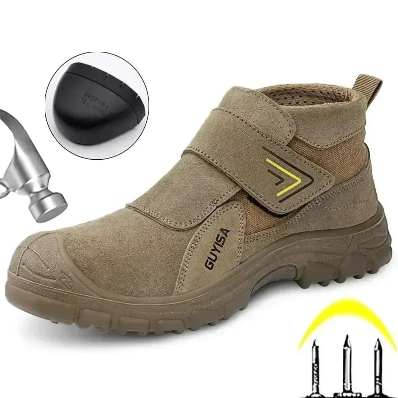 Welding Safety Shoes - Anti-Scald Steel Toe Boots for Men/Women, Anti-Smash & Puncture Proof, Wear-Resistant Suede Work Shoes
