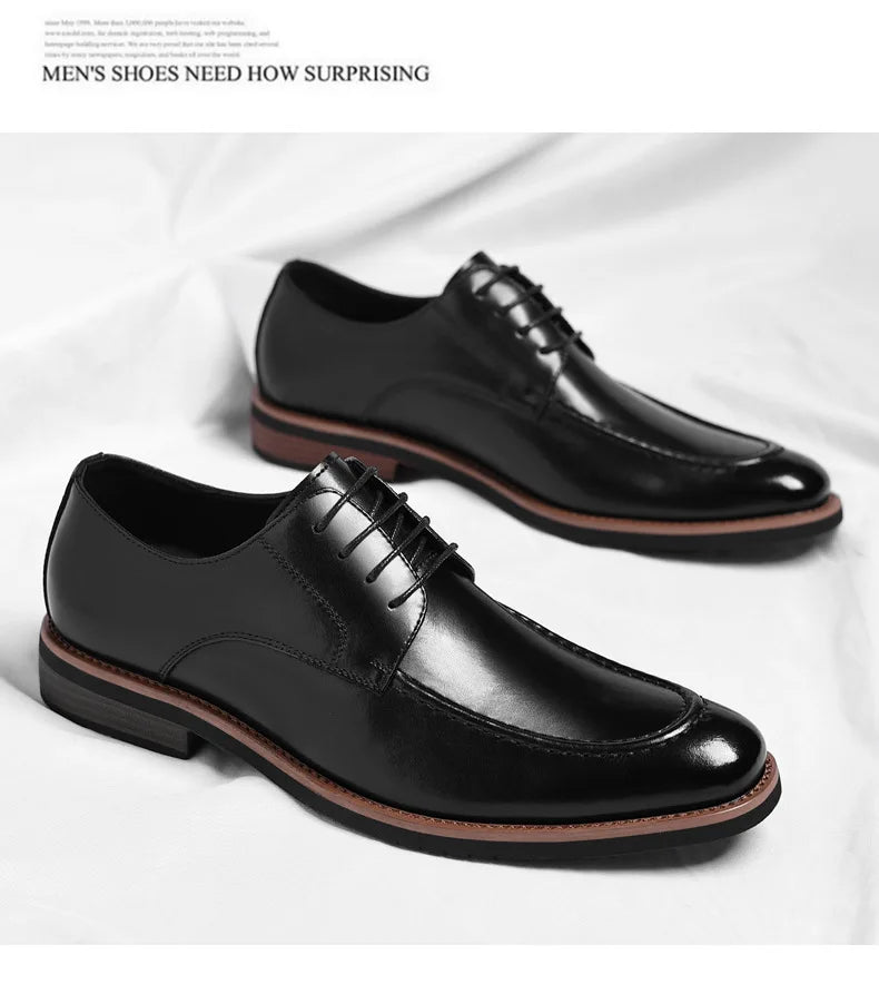 Fashion Designer's New Gentleman's Brown and Black Lace-up Men's Formal Leather Shoes