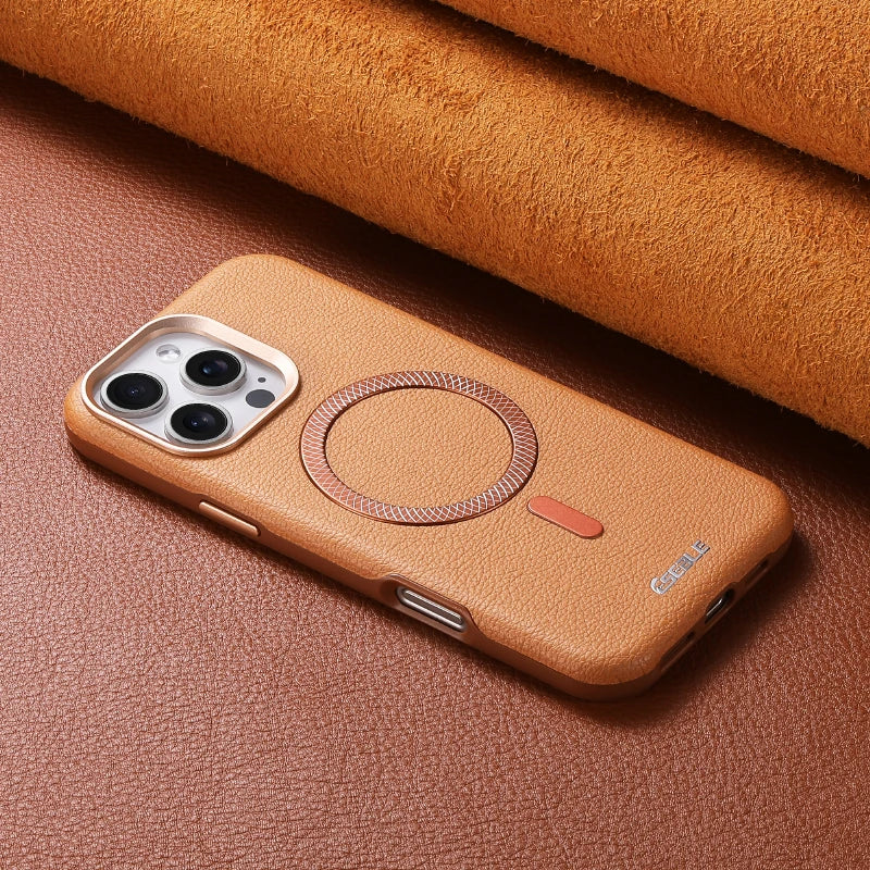 Solid Color Leather For Magsafe Magnetic Shockproof Phone Case For iPhone 17 Pro Max 15 13 14 16 Pro Max Bumper Cover