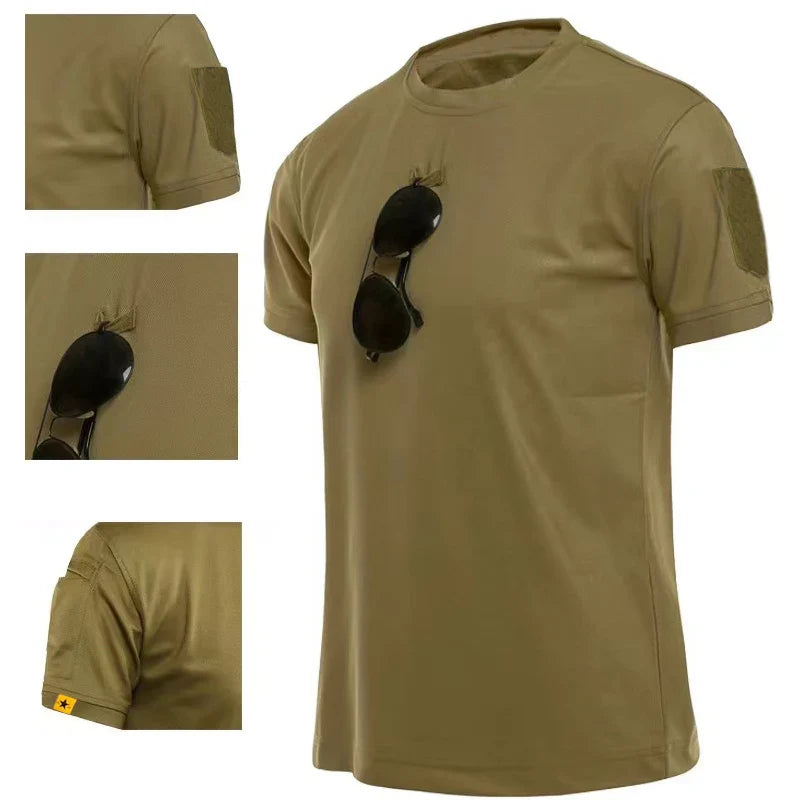 Men's Summer T-shirt Male Camping Hiking Trekking Fishing Training Running Gym Breathable Pullover Climbing Casual Cargo Shirts