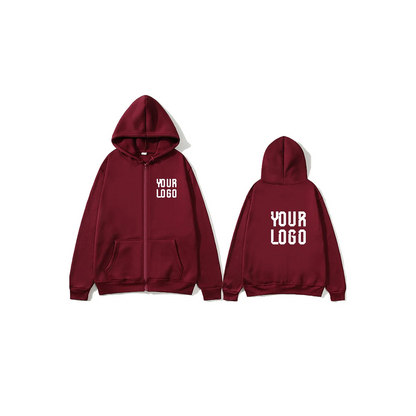 Solid color zipper hoodie | Customizable text pattern jacket | unisex, team customization