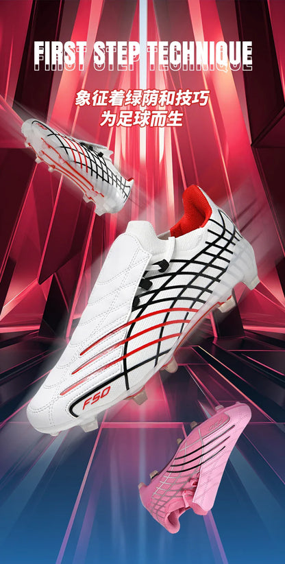 Pink-f50 Professional Mens Football Boots Boys Training Studded Fast Soccer Cleats Outdoor Non Slip Football Shoes Man 35-45