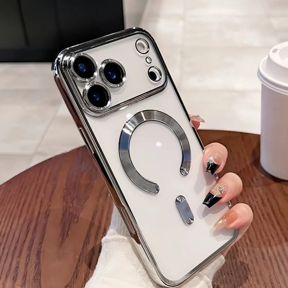 Magsafe Magnetic Plating Phone Case For iPhone 17 Air Pro Max 17Pro Bumper Case For iPhone17 Pro Max Clear Back Cover