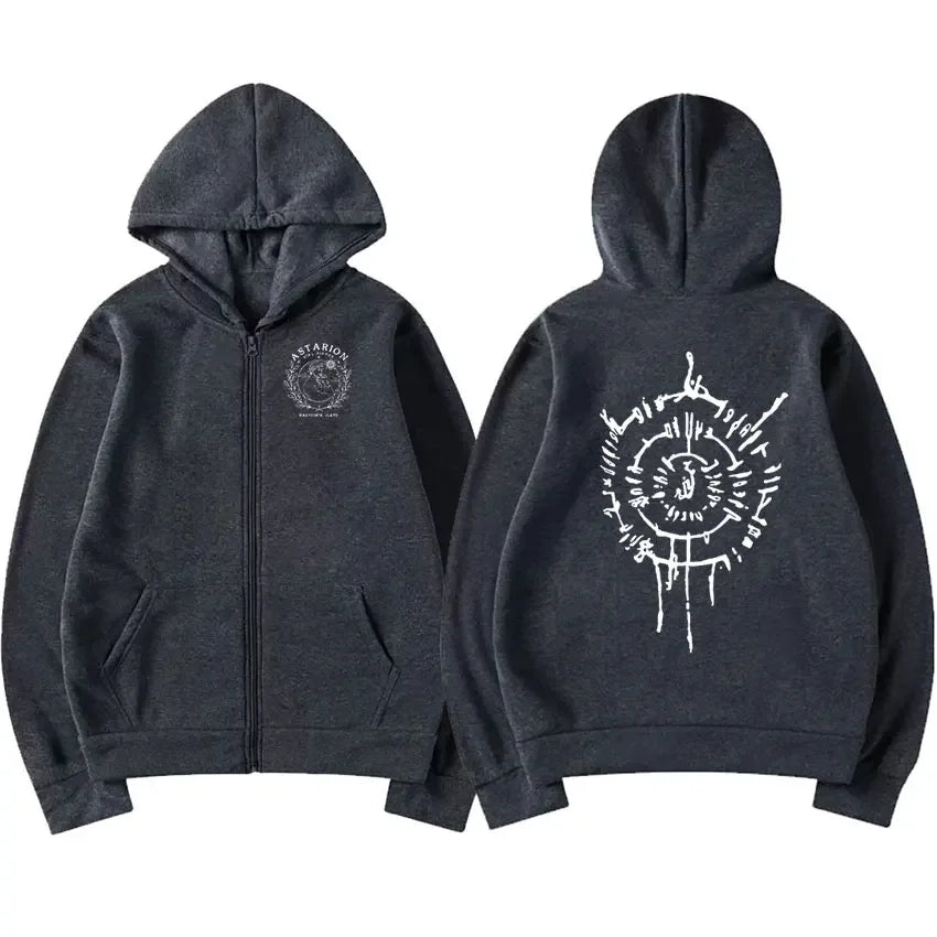 Astarion 2023 Print Zipper Hoodie Men Casual Fashion Oversized Zip Up Sweatshirt Unisex Coats Pullover Hoody Harajuku Streetwear