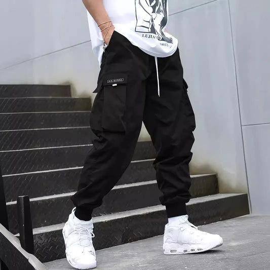 Men's Anti-Wrinkle Cargo Jogger Pants - Water-Resistant Fabric, Functional Pockets & Drawstring, Versatile for Commute & Casual