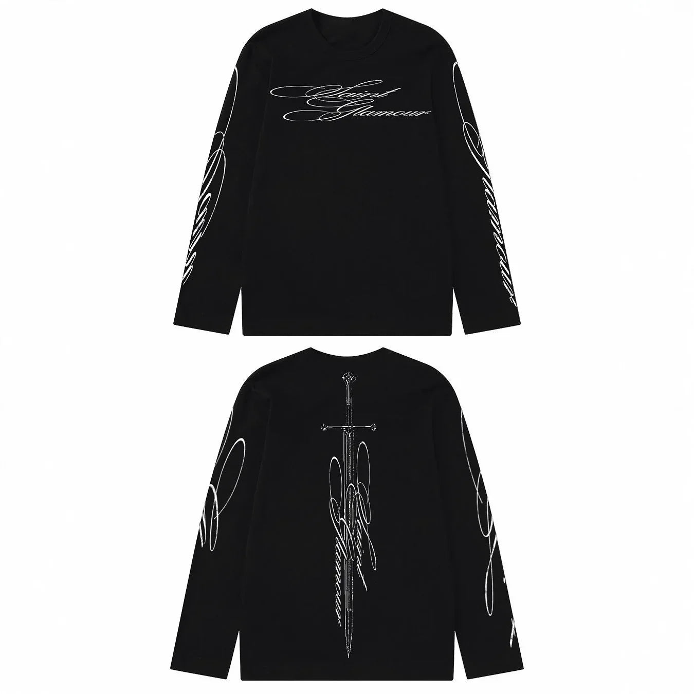 2025 New Harajuku American Retro Fashion Letter Printed Long Sleeved T-shirt Casual Loose Street Style Printed Tops StreetWear