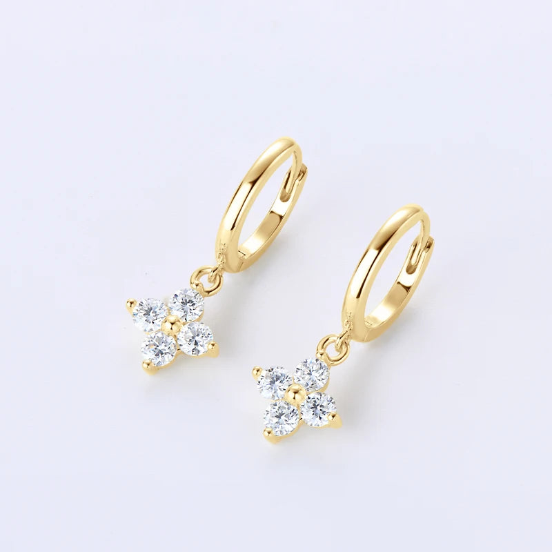 Moissanite Necklace Bracelet Earring 925 Sterling Silver Four Leaf Flower Pendant Moissanites Jewelry Set For Wedding Gift