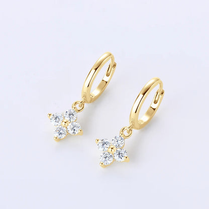 Moissanite Necklace Bracelet Earring 925 Sterling Silver Four Leaf Flower Pendant Moissanites Jewelry Set For Wedding Gift