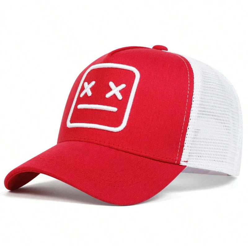 Unisex XX Crying Face Embroidery Baseball Net Caps Hip Hop Cap Spring Summer Outdoor Adjustable Casual Hats Sunscreen Hat