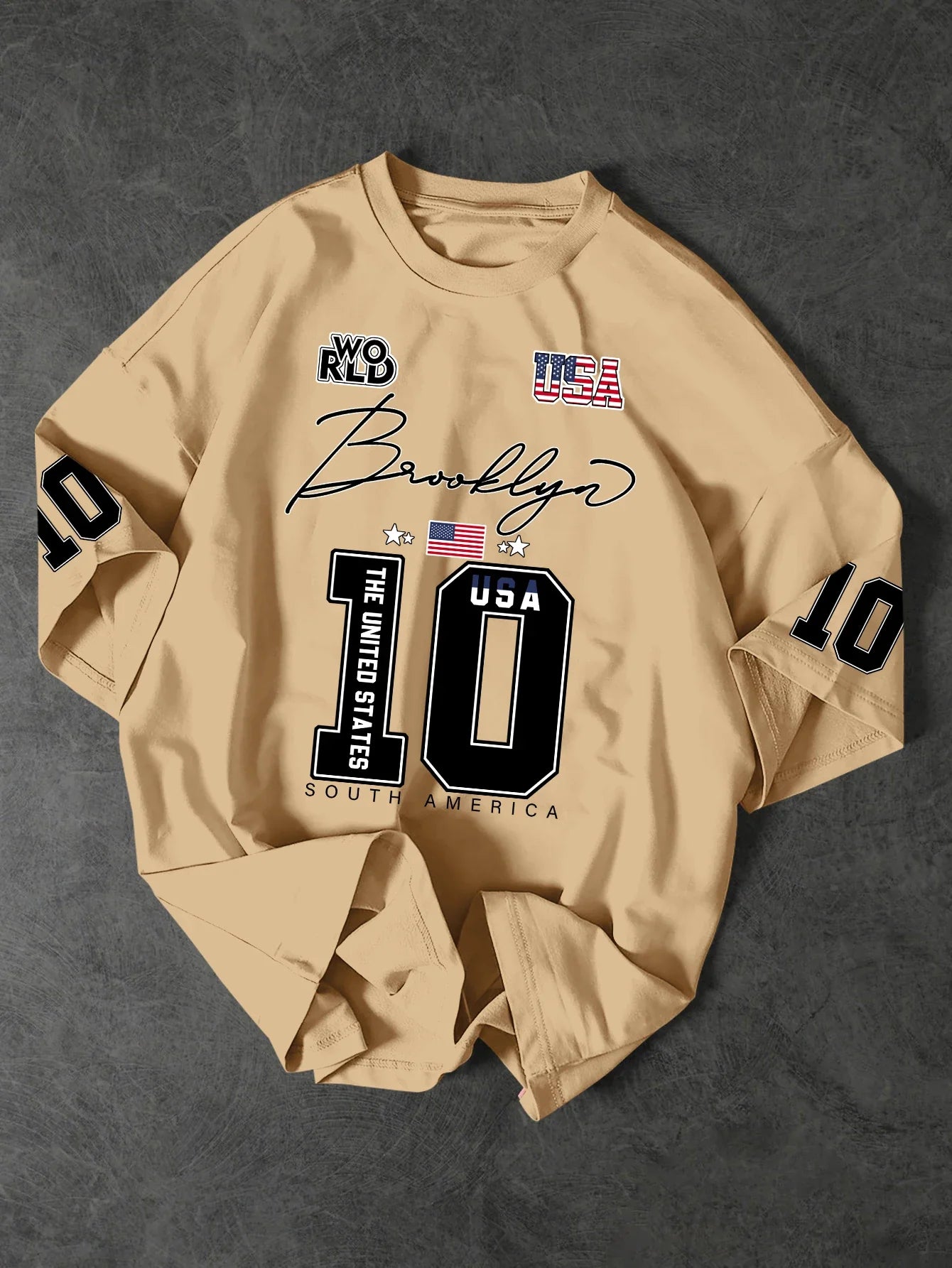 New Men's Brooklyn 10 T-Shirt USA Flag Graphic Print Streetwear Crew Neck Short Sleeve Polyester Tops S-2XL