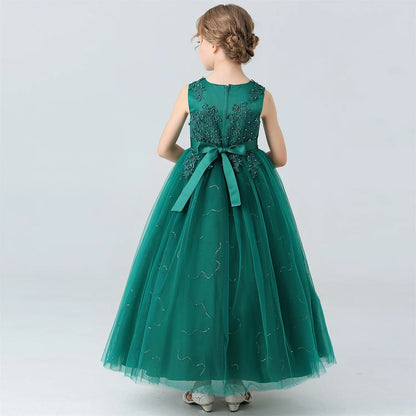 Kids Dresses For Girls Lace Dress Gown Princess Clothes Children Formal Evening Party Flower Girls Wedding Vestidois