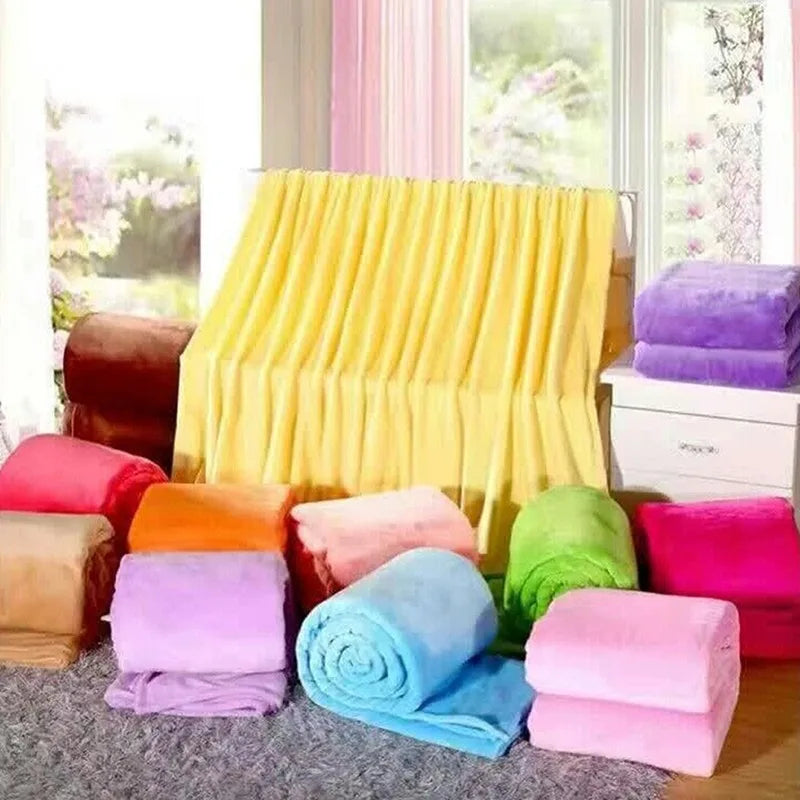 Solid Color Flannel Blanket Soft Warm Coral Fleece Velvet Blanket Winter Sheet Sofa Office Air Conditioning Yoga Nap Blanket