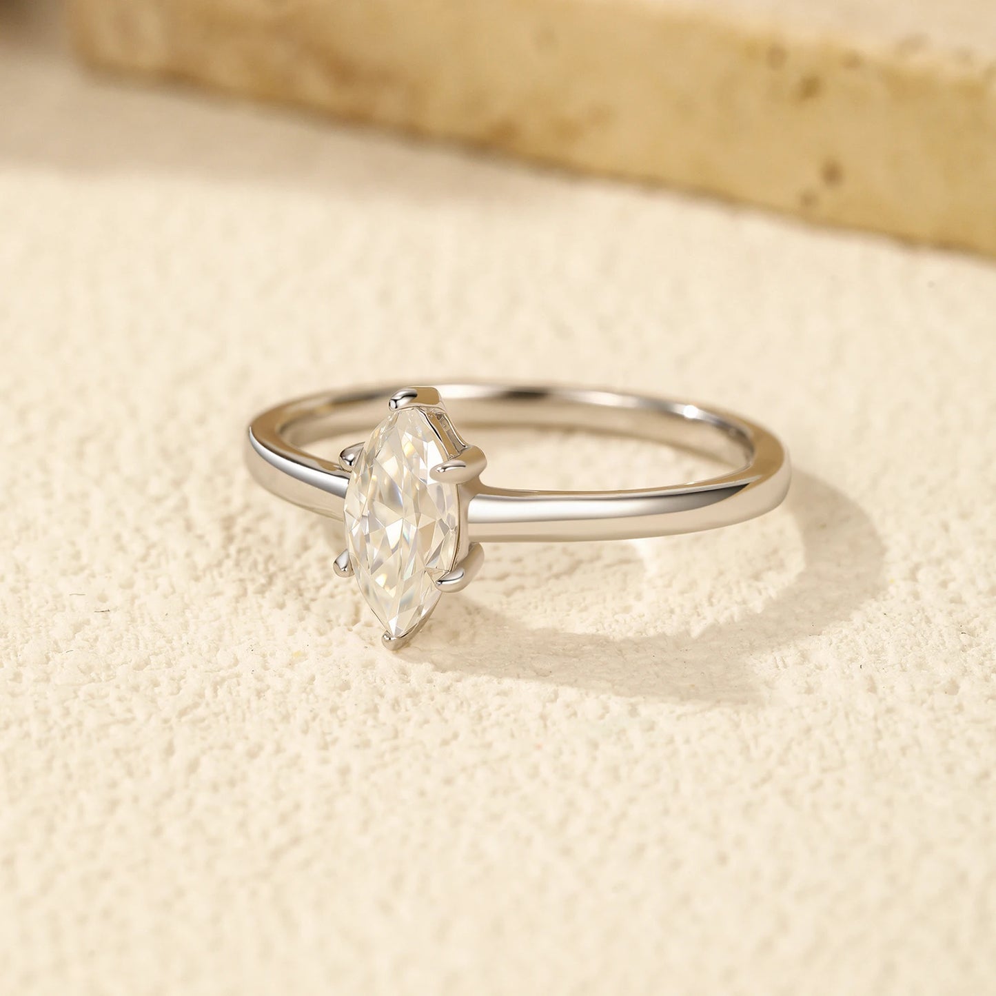 D Color Marquise Cut Rhombic Moissanite 925 Sterling Silver Luxury  Band Rings For Women Wedding Fine Jewelry Gifts