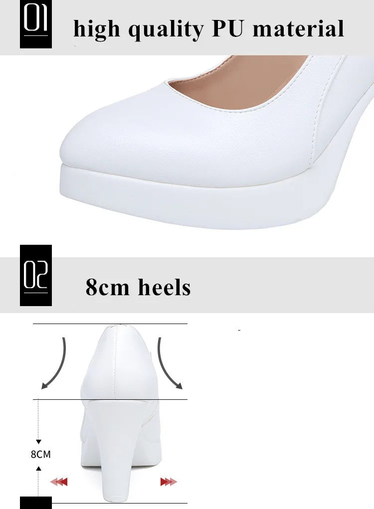 Small Size 32-43 Shallow Red Silver White Wedding Shoes Women Spring 2025 Thick Platform Pumps Woman High Heels for Office