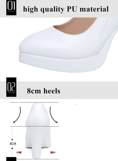 Small Size 32-43 Shallow Red Silver White Wedding Shoes Women Spring 2025 Thick Platform Pumps Woman High Heels for Office