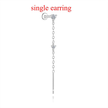 New D Vvs1 All Moissanite Tassel Drop Earrings for Women Lab Diamond Wedding Party Jewelry 100% S925 Sterling Silver