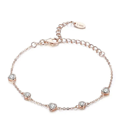 Classic 925 Sterling Silver Heart Gold Color Women Bracelets Chain Lobster Clasp Bracelet Sterling Silver Jewelry SCB097