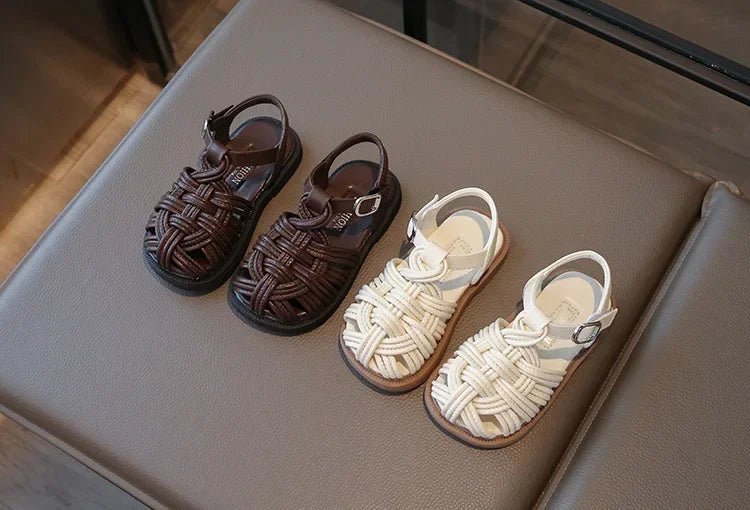 New Sandals Summer Children's Woven Casual Baby Shoes Girls Beach Shoes Slipper Baby Girl Shoes Size 22-31