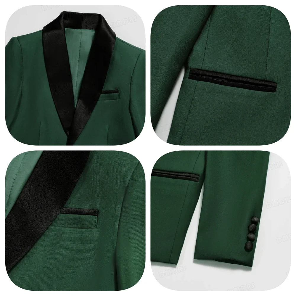 High Quality Boys Formal Suit 4 Pieces Green Party Dresswear for Kids Toddler 3-14 Years Jacket Pants Vest Bowtie Fast Shipping