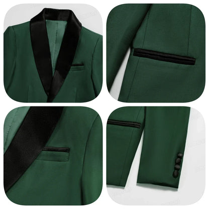 High Quality Boys Formal Suit 4 Pieces Green Party Dresswear for Kids Toddler 3-14 Years Jacket Pants Vest Bowtie Fast Shipping