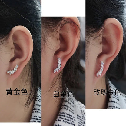 Luxury Solid Platinum PT950 18K gold rose gold Earrings Feather horse eye diamonds simple and elegant earrings with diamonds