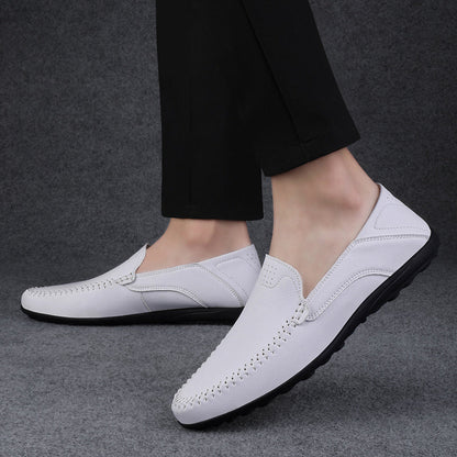Fashion Men Casual Leather Shoes Luxury Italian Soft Men Loafers Handmade Moccasins Men Breathable Slip on Boat Shoes Plus Size