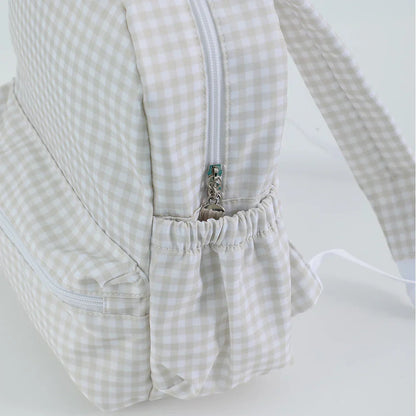 Plaid Backpack For Girls Boys Floral Waterproof Nylon Schoolbag Durable Lightweight Book Bag For Students