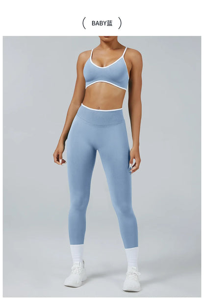 Seamless Yoga Set Women Gym Clothing Scrunch Bum Legging Sports Bras Padded Tank Top Workout Outfits Fitness Sportswear Suits
